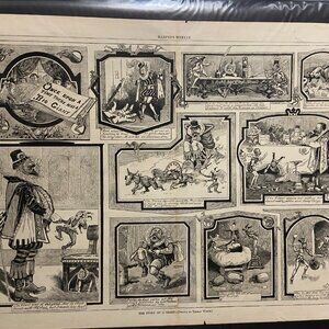 Thomas Worth, Antique Print, Woodcut Engraving, Giant